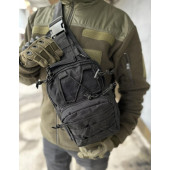 Тактична Чорна армійська сумка-рюкзак на одній лямці. T-Bag 2
