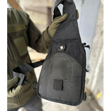 Тактична Чорна армійська сумка-рюкзак на одній лямці. T-Bag 2-6