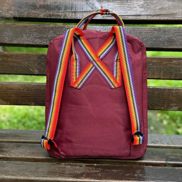 Бордовий рюкзак із райдужними ручками Kanken Classic 16 L, канкен.-7