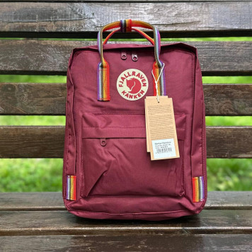 Бордовий рюкзак із райдужними ручками Kanken Classic 16 L, канкен.-5