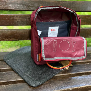Бордовий рюкзак із райдужними ручками Kanken Classic 16 L, канкен.-4