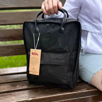 Чорний міський рюкзак Kanken Classic Dark зі шкіряними ручками, канкен-класик. 16 L-1
