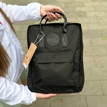 Чорний міський рюкзак Kanken Classic Dark зі шкіряними ручками, канкен-класик. 16 L-3