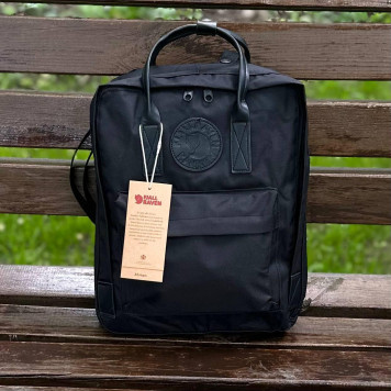 Чорний міський рюкзак Kanken Classic Dark зі шкіряними ручками, канкен-класик. 16 L-4