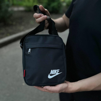 Чоловіча чорна борсетка Nike, найк. Сумка через плече зі щільної тканини.-1