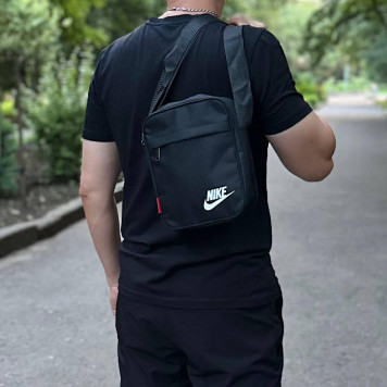Чоловіча чорна борсетка Nike, найк. Сумка через плече зі щільної тканини.-4