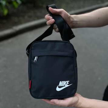 Чоловіча чорна борсетка Nike, найк. Сумка через плече зі щільної тканини.-5