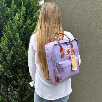 Лавандовий рюкзак Kanken Classic 16 L з райдужними ручками. Портфель канкен-6