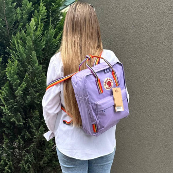 Лавандовий рюкзак Kanken Classic 16 L з райдужними ручками. Портфель канкен-7