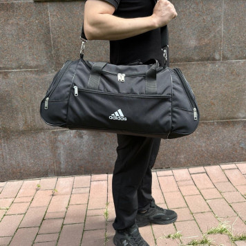 Невелика дорожня спортивна чорна сумка з плечовим ременем. Сумка для поїздок-6