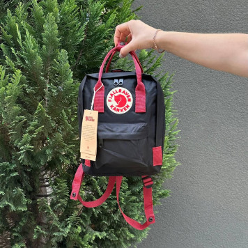 Чорний рюкзак із бордовими ручками Kanken mini 7 L, канкен.-8