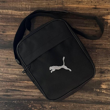 Чорна чоловіча борсетка puma. Сумка через плече зі щільної тканини.-2