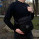 Чорна чоловіча борсетка Stone Island. Сумка через плече стоун зі щільної тканини.