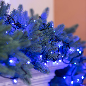 Гірлянда нитка 6м на 100 LED лампочок світлодіодна чорний провід 8 режимів роботи Синій-1