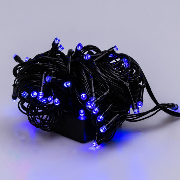Гірлянда нитка 6м на 100 LED лампочок світлодіодна чорний провід 8 режимів роботи Синій-6