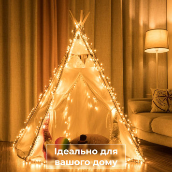 Гірлянда нитка 6м на 100 LED лампочок світлодіодна чорний провід 8 режимів роботи Жовтий-5