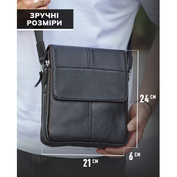 Шкіряна сумка чоловіча 21х24х6, барсетка через плече м'яка, месенджер для гаджетів BEXHILL TD-21334A-2