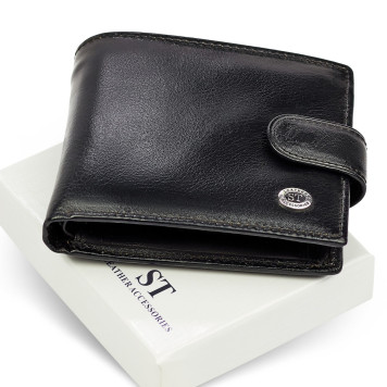 Чоловічий портмоне з натуральної шкіри ST Leather B104 Коричневий Чорний-1