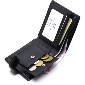 Стильне шкіряне портмоне ST Leather В 103 Чорний-5