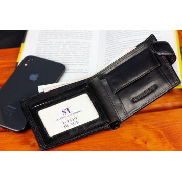 Стильне шкіряне портмоне ST Leather В 103 Чорний-7