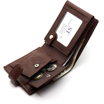 Класичне чоловіче портмоне з натуральної шкіри ST Leather В 102 Коричневий-7
