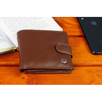 Класичне чоловіче портмоне з натуральної шкіри ST Leather В 102 Коричневий-8