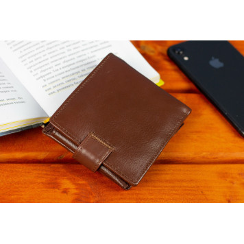 Класичне чоловіче портмоне з натуральної шкіри ST Leather В 102 Коричневий-9