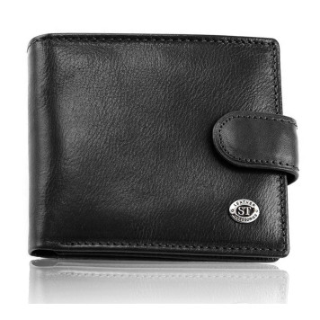 Класичне чоловіче портмоне з натуральної шкіри ST Leather В 102 Коричневий Чорний