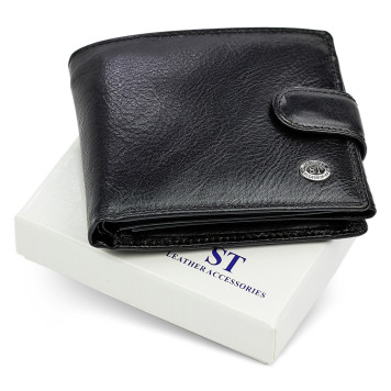 Класичне чоловіче портмоне з натуральної шкіри ST Leather В 102 Коричневий Чорний-1