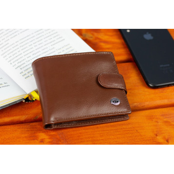 Стильне шкіряне портмоне ST Leather В 103 Чорний Коричневий-1