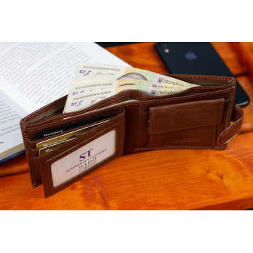 Стильне шкіряне портмоне ST Leather В 103 Чорний Коричневий-6