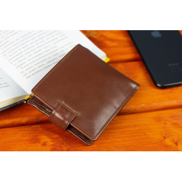 Стильне шкіряне портмоне ST Leather В 103 Чорний Коричневий-7