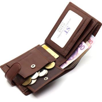 Стильне шкіряне портмоне ST Leather В 103 Чорний Коричневий-9