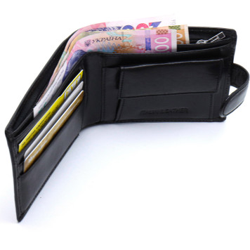 Шкіряне чоловіче портмоне на кнопці ST Leather ST104 Коричневе Чорний-4