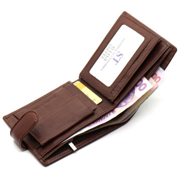 Коричневе чоловіче портмоне з натуральної шкіри з фіксацією ST Leather ST103-3