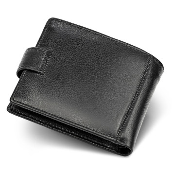 Шкіряне чоловіче портмоне на кнопці ST Leather ST-104-1 чорний-1