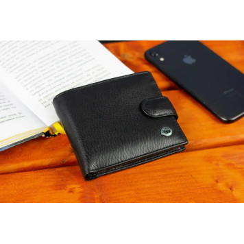 Шкіряне чоловіче портмоне на кнопці ST Leather ST-104-1 чорний-7