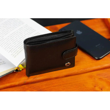 Шкіряне чоловіче портмоне на кнопці ST Leather ST-104-1 чорний-8