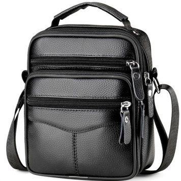 Чоловіча сумка барсетка 17x21x9, шкіряна сумочка планшет Tiding Bag 75003 чорна