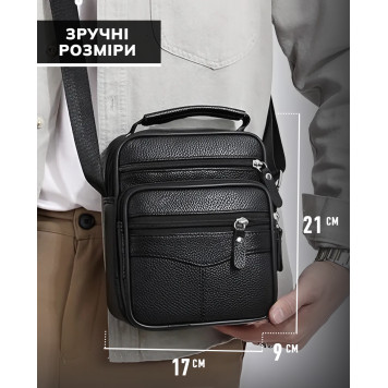 Чоловіча сумка барсетка 17x21x9, шкіряна сумочка планшет Tiding Bag 75003 чорна-3