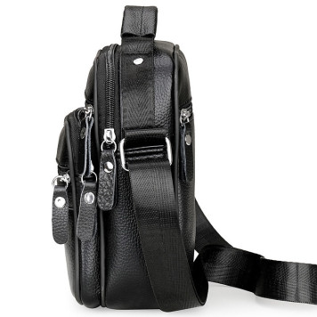 Чоловіча сумка барсетка 17x21x9, шкіряна сумочка планшет Tiding Bag 75003 чорна-4
