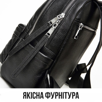 Жіночий шкіряний рюкзак міський 30х23х12, наплічник з натуральної шкіри, чорний-9