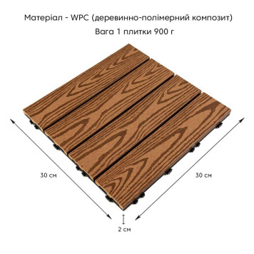 Композитна плитка WPC 30х30х2см Золотий дуб (D) SW-00001706-1