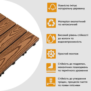 Композитна плитка WPC 30х30х2см Золотий дуб (D) SW-00001706-3