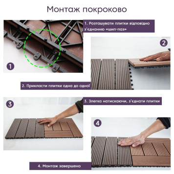 Композитна плитка WPC 30х30х2см Натуральне дерево (D) SW-00001711-4