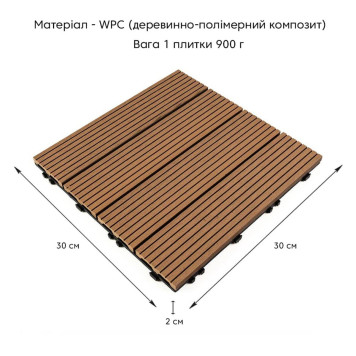 Композитна плитка WPC 30х30х2см Натуральне дерево (D) SW-00001711-1