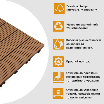 Композитна плитка WPC 30х30х2см Натуральне дерево (D) SW-00001711-3
