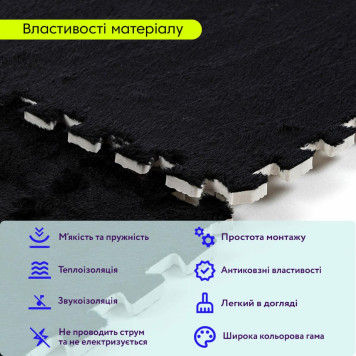 Підлога-пазл плюшевий ЧОРНИЙ 60*60*1cm (D) SW-00002079-2