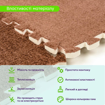 Підлога-пазл плюшевий 30х30х1см Коричневий (D) SW-00002082-3