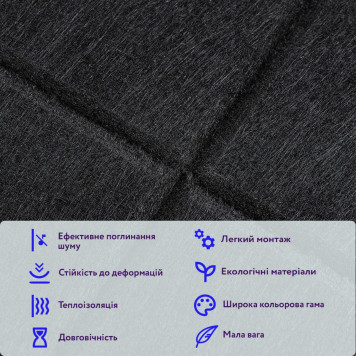 Звукоізоляційна панель 300х300х9мм Чорна SW-00002700-3